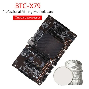 X79 H61 BTC Miner Placa de baza cu E5 2603 CPU+RECC 4G Ram DDR3+SSD 120G+24 Pini Conector Suport 3060 3070 3080 GPU