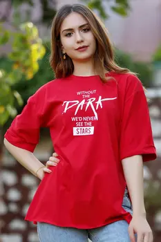 Întuneric Imprimate T-Shirt Red-2516.927.