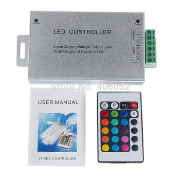 100buc/lot carcasă din Aluminiu 24 cheie ir led-uri controler rgb 12v - 24v pentru 5050/3528 benzi cu led-uri de lumină și LED-uri RGB modul