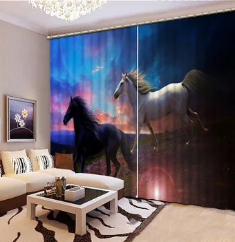 2016 Foto Personaliza dimensiunea animal cal imagine 3D Fereastră Perdele Pentru lenjerie de Pat cameră Decor Acasă
