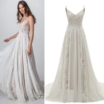 2021 calitate de lux de moda rochie de dantelă albă rochie de mireasa V-gât rochie sexy backless temperament elegant rochie de mireasa alba