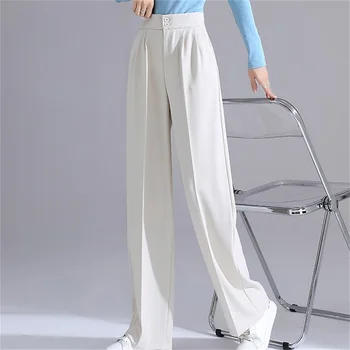 2021 Direct Pantaloni Talie Inalta se Potrivesc Minimalist Jos Toamna OL Solid Casual Chic din Bumbac Streetwear Femei Vrac