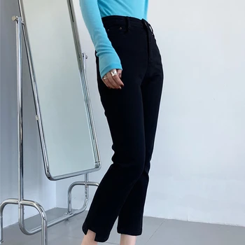 2021 Nou Toamna Casual Femei Blugi De Culoare Solidă De Înaltă Calitate Femei Bottoms Bumbac Subțire De Moda Elegant Feminin Pantaloni T367