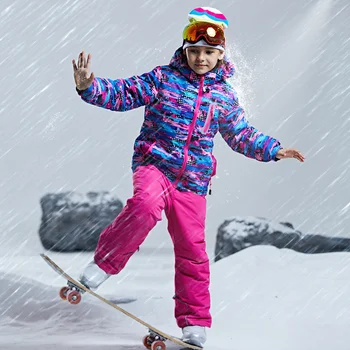 -30 de Grade rezistent la apa pentru Copii Costum de Schi Baieti Adolescenti Gir Copii Costum Jacheta de Iarna Snowboard Uzură Costum de Schi Costum Snowsuits