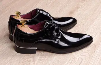 39-45 Pantofi De Piele De Brevet Bărbați Vintage Oxfords Pentru Barbati Pantofi Rochie Formale Bărbați Pantofi Office Dantelă-Up