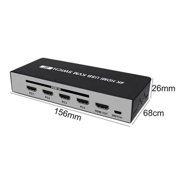 4 Port Switch Kvm cu Usb2.0 Hub HD 4K@60Hz Intrare Compatibil HDMI 4 în 1 Comună Keyboard Mouse-U Disc de Comutare