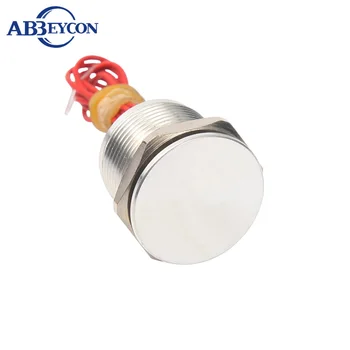 Abbeycon Moment Push Buton 12V IP68 rezistent la apa 16mm cu Cap Plat Inoxidabil de Argint Mici Piezo Comutați Atingeți Pentru a Începe Cu Sârmă