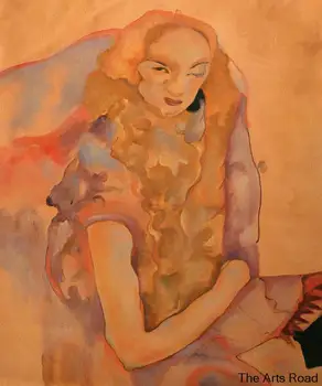 Abstracte de Arta pe Panza Femeie cu Părul Lung, 1911 Egon Schiele Pictură în Ulei Pictate manual de Înaltă Calitate
