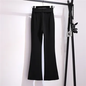 Afaceri Split Costum Evazate Pantaloni pentru Femei Haine de Toamna 2021 coreene Noi Slăbire Talie Mare Pantaloni Negri Decora Pantaloni Bootcut