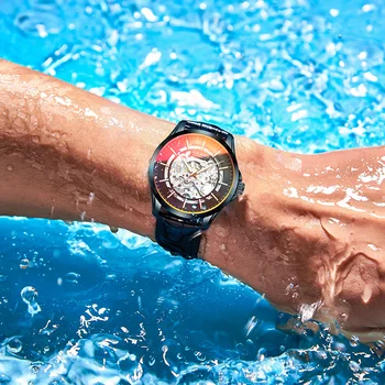 Ailang 2019 nouă bărbați ceas mecanic automatic autentic impermeabil negru tehnologie de vierme concept de ceas misto de sex masculin