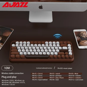 AJazz 308I Wireless Skyloong Mini Tastatură Portabilă 84Key Retro Scris Capac Rotund BT Tastaturi pentru PC, Laptop Win/iOS/Android