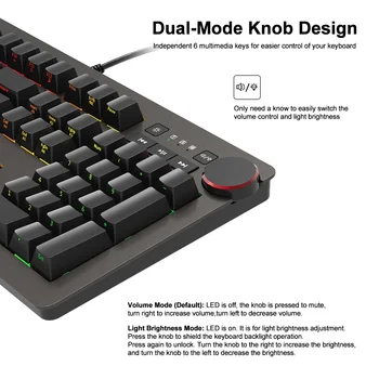 AJAZZ AK60 RGB Tastatură Mecanică de Gaming 110 Chei cu 6 Taste Media din Aluminiu Panou Tastatura Numerică pentru PC de Birou