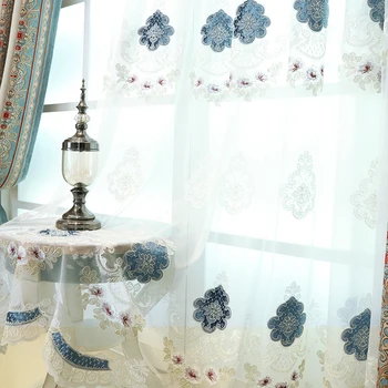Albastru Europene perdele de lux de înaltă precizie jacquard perdea de living dormitor mare umbrire cortina