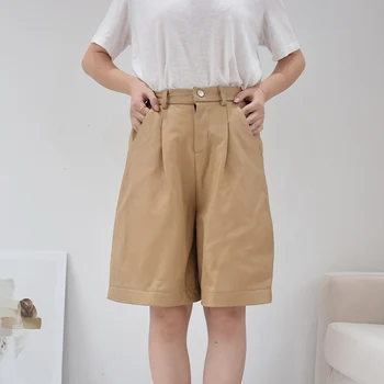 Autentice din piele de pantaloni scurti femei cu talie înaltă 2020 nou toamna iarna talie elastic plus size wide leg piele de oaie piele de la pantaloni