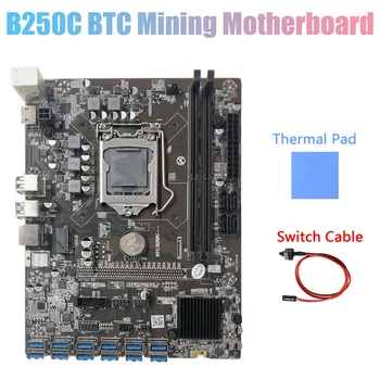 B250C Miner Placa de baza+Pad Termic+Cablu de Switch 12 PCIE pentru USB3.0 Grafică Slot pentru Card LGA1151 Suport DDR4 DImm de RAM