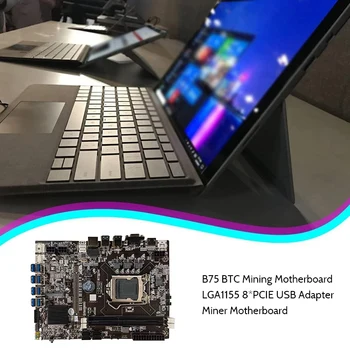 B75 BTC Mining Placa de baza+CPU+RGB Ventilator+DDR3 4GB 1600Mhz RAM+SSD 128G+Cablu SATA+Cablu de Switch LGA1155 8XPCIE la Bord USB
