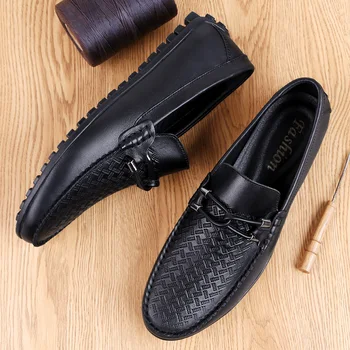 Barbati Pantofi Rochie de Lux Mocasini Negru 2021 Vara de sex Masculin Pantof din Piele Încălțăminte Aluneca pe Birou Pantofi Moale Confortabil