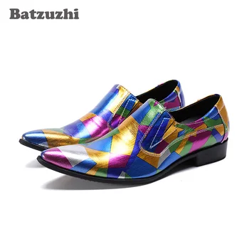Batzuzhi italiană Tip Bărbați Pantofi Deget a Subliniat Muti Culoare Formale Rochie din Piele Pantofi pentru Bărbați Slip-on Petrecere de Afaceri și Pantofi de Nunta