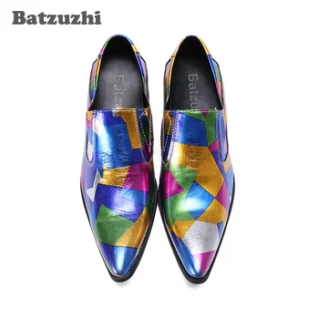 Batzuzhi italiană Tip Bărbați Pantofi Subliniat Toe Culoare Formale Rochie din Piele Pantofi pentru Bărbați Slip-on de Afaceri de Petrecere si de Nunta Pantofi pentru Bărbați