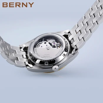Berny Ceasuri Automate De Sticlă De Safir Original Mecanice Ceas De Mână Din Oțel Inoxidabil Caz Impermeabil Aur De Sex Masculin Relogio Masculin