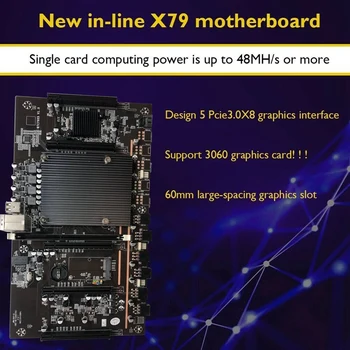 BTC Miner Placa de baza X79 H61 5X PCI-E 8X Suport 3060 3080 GPU cu E5 2603 V2 CPU RECC 4G DDR3 Memorie 120G MSATA SSD