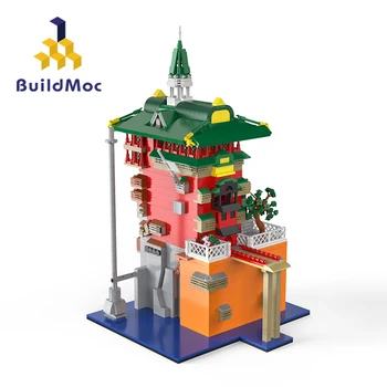 Buildmoc City Film Casa Tang Po Ulei Spa Buildng Blocuri Jucarii Educative Cadou pentru Adulti sau Copii Orașe Modelele Mini