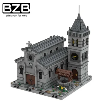 BZB MOC 33985 Clasic de Epocă Medievală, Catedrala Blocuri Clădire a Bisericii Model pentru Copii Jucării DIY Cadouri de naștere.