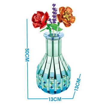 Cadou creativ Vaza de Flori de Trandafir Lavanda Desktop Ornamente MOC Model Blocuri Caramizi Jucarii