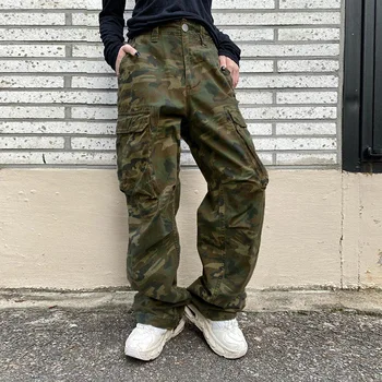 Camo Cargo Pantaloni Pentru Femei De Moda Buzunar Blugi Vintage Cu Talie Înaltă Verde Largi Denim Harajuku Y2k Casual Streetwear Pantaloni Joggers