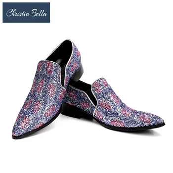 Christia Bella Nou Brand de Lux Barbati Pantofi Casual Moda Sclipici de Agrement Alunecare Pe Pantofi Loafer Om de Partid Pantofi pentru Show-Argint