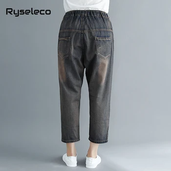 De Brand Nou Femeile Punct Colorat Cerc Mozaic Rupt Plus dimensiune Blugi Vintage Liber Casual Mare de Marfă Pantaloni Harem Pantaloni din Denim