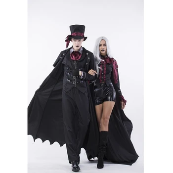 De Groază Halloween Cosplay Costum 5 Piese Femeie Vampir Mantie Capacul De Sus Pantaloni Scurți De Halloween Strada Costum Carnaval Petrecere Black Red