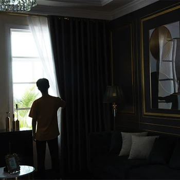 De lux Satin Opace Perdea pentru Camera de zi Dormitor Culoare Solidă Hotel Home Decor Cusut Windows Perdele Opace