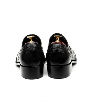 De mari Dimensiuni EUR45 Negru / Maro Oxfords Sociale Pantofi din Piele Pantofi Rochie Mens Pantofi de Afaceri
