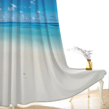 De înaltă calitate personalizate 3d tesatura perdea blue beach perdele Fereastra 3D Perdele Pentru Living, Dormitor, Draperii cortinas