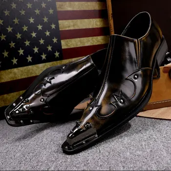 Design de moda Mens Oxfords Rochie de Mireasa Pantofi de Metal a subliniat toe Flats din piele Mens Pantofi Rochie Dimensiune 39-46