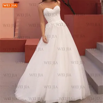 Elegant Alb Rochie de Mireasa 2021 Aplicatiile Backless Vestido De Noiva fără Mâneci Rochii de Mireasa Personalizate robe de mariée Boem