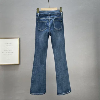 Flare Jeans Fleece pentru Femei Split Pantaloni 2021 Toamna și Iarna Noi Elastic Talie Mare Slăbire Stras Pantaloni Bootcut