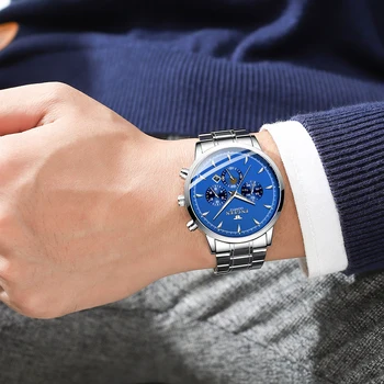FNGEEN Albastru Cuarț Bărbați Moda de Afaceri de Sport Mens Ceasuri de Top de Brand de Lux Mâinile Luminos Impermeabil Data de Ceasuri de mana