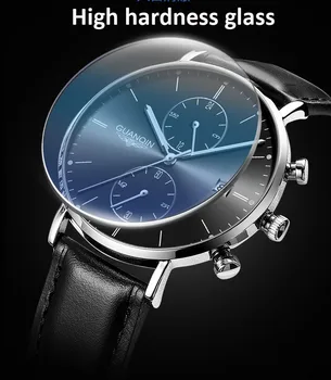 GUANQIN Mens Ceasuri Cadou de Lux de Top de Brand Impermeabil Ceas Sport Cronograf din Piele Cuarț Ceasuri Relogio Masculino