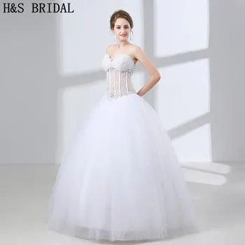 H&S de MIREASA ball gown rochii de mireasa Iubita Perle Rochie de Mireasa Conservatie Tul plus dimensiunea rochie de mireasa vestido-de-noiva