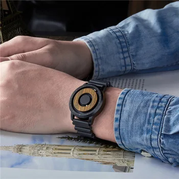 Lemn Natural Ceas din Lemn cu Cadran Bărbați Ceasuri Magnetic Magnet Minge de Metal EUTOUR Brand de Moda pentru Bărbați Cuarț Ceas Masculin Saat Reloj