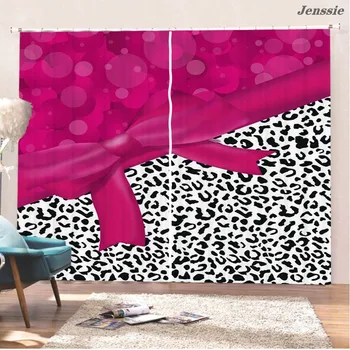 Leopard Arc Cutie de Cadou de Imprimare Perdele sufragerie, Dormitor Fereastra Tratament Ultra-subțire Micro Umbrire, Perdele Violet Roz Cadouri