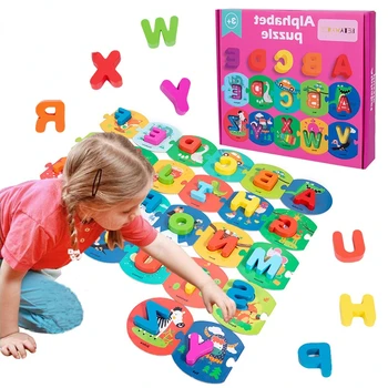 Literele Alfabetului magnetice 26 de Lemn Alfanumerice Carduri de Potrivire de Culoare Cunoaștere Părinte-copil Interactive de Predare Joc de Ortografie