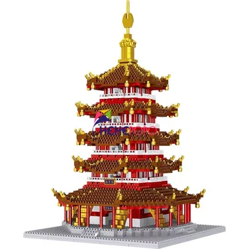 LZ 8023 Lume Arhitectură Pagoda Leifeng Turn Model 3D DIY Mini Diamond Blocuri Caramizi de constructie de Jucarie pentru Copii Fără Cutie