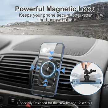 MagSafe de Montare în Mașină Încărcător, BIUBLE 15W Magnetic Wireless Incarcator Auto - suport pentru Telefon de Aerisire Suport de Telefon Compatibil cu iPhone