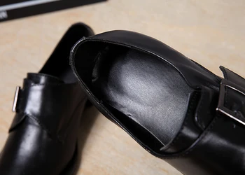 Negru Moda Barbati Nou Deget De La Picior Pătrat Mocasini Bărbați Din Piele Confortabil Respirabil Formale Pantofi De Afaceri