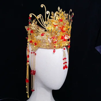 Noi ciucure Lung clasic pălării set Xiuhe accesorii de nunta Chineză costum Hanfu' frizură Tradițională de mireasă Phoenix coroana