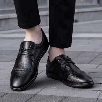 Noi Formale Mens Pantofi de Brand Casual Oxford Piele naturala de Afaceri Elegant Dantela-up Pantofi Rochie Designeri Zapatos De Hombre Cuero