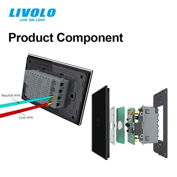 Noi Livolo Touch Comutator,AU/NE-Standard,VL-C904SR-11,4-Banda 2-Way Remote Touch Comutator de Lumină, de Cristal Panou de Sticlă,Indicator LED